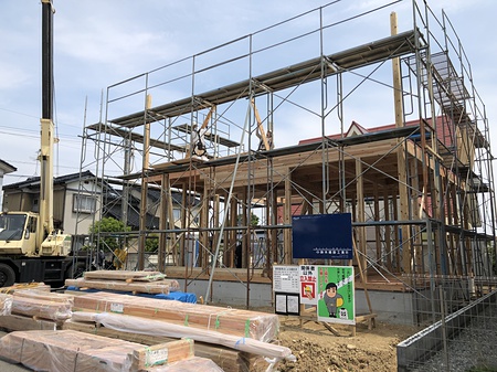 富山市　注文住宅　　新築　上棟式　建て方