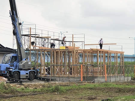 新築　注文住宅　平屋　建て方　上棟　富山
